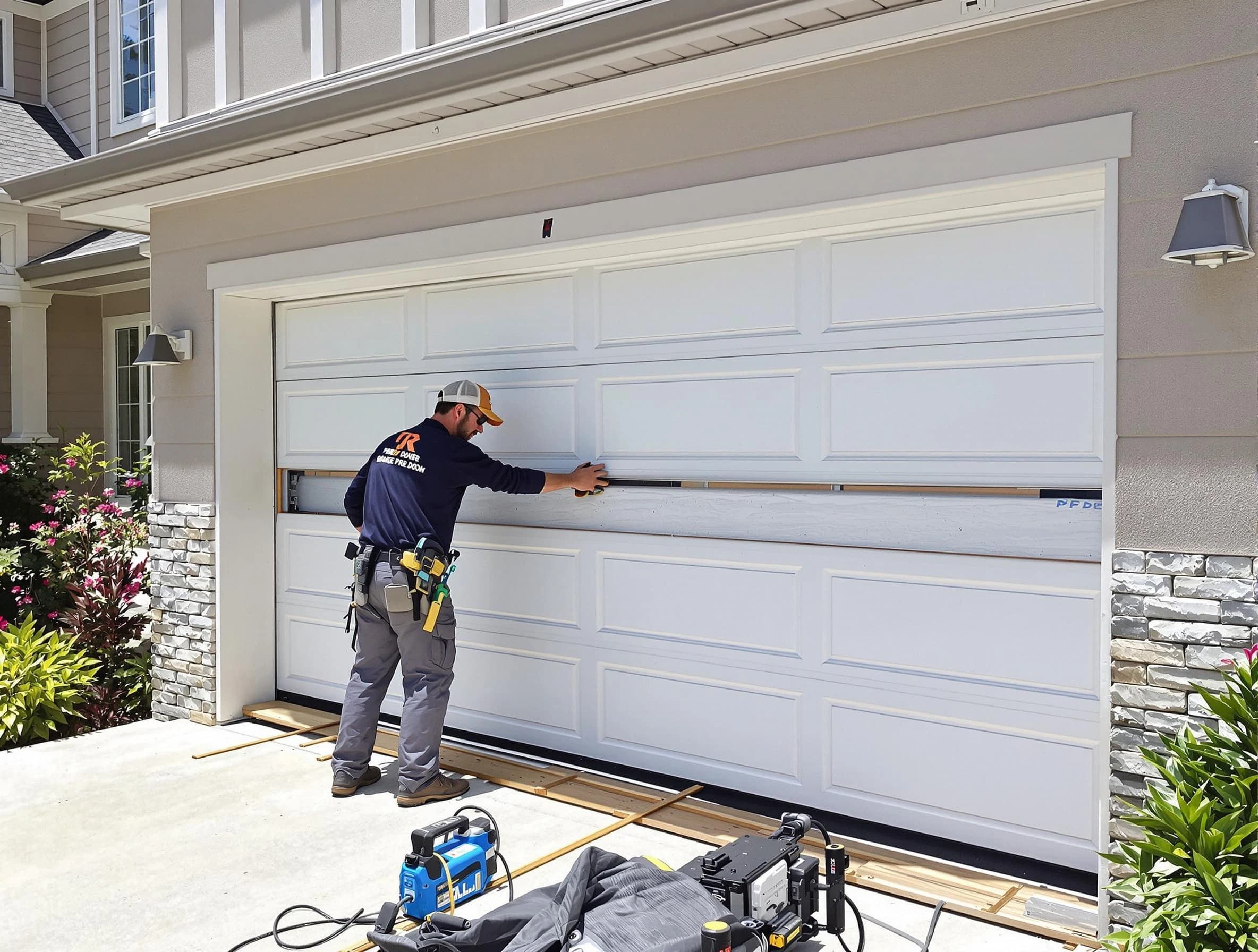 Provo Garage Door Repair team performing complete garage door replacement at Provo residence