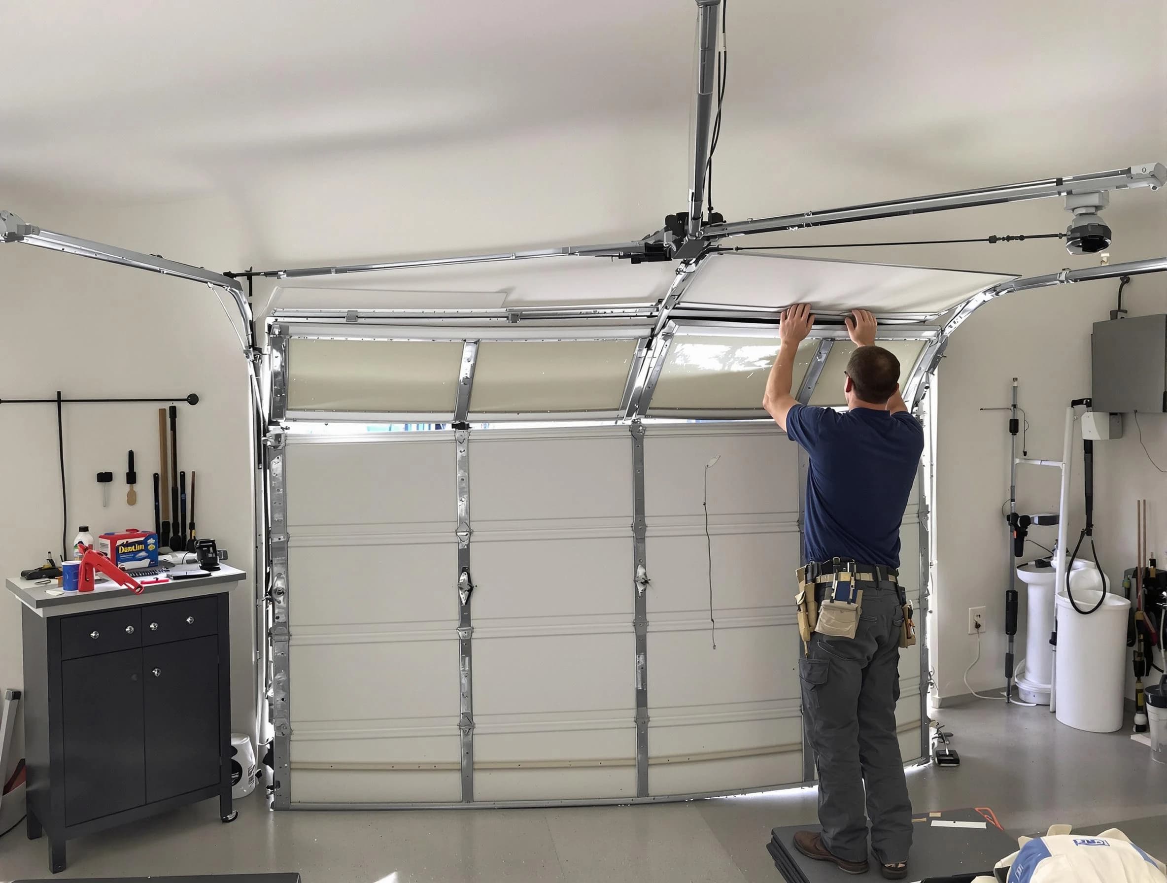 Provo Garage Door Repair specialist performing precise section replacement on Provo garage door