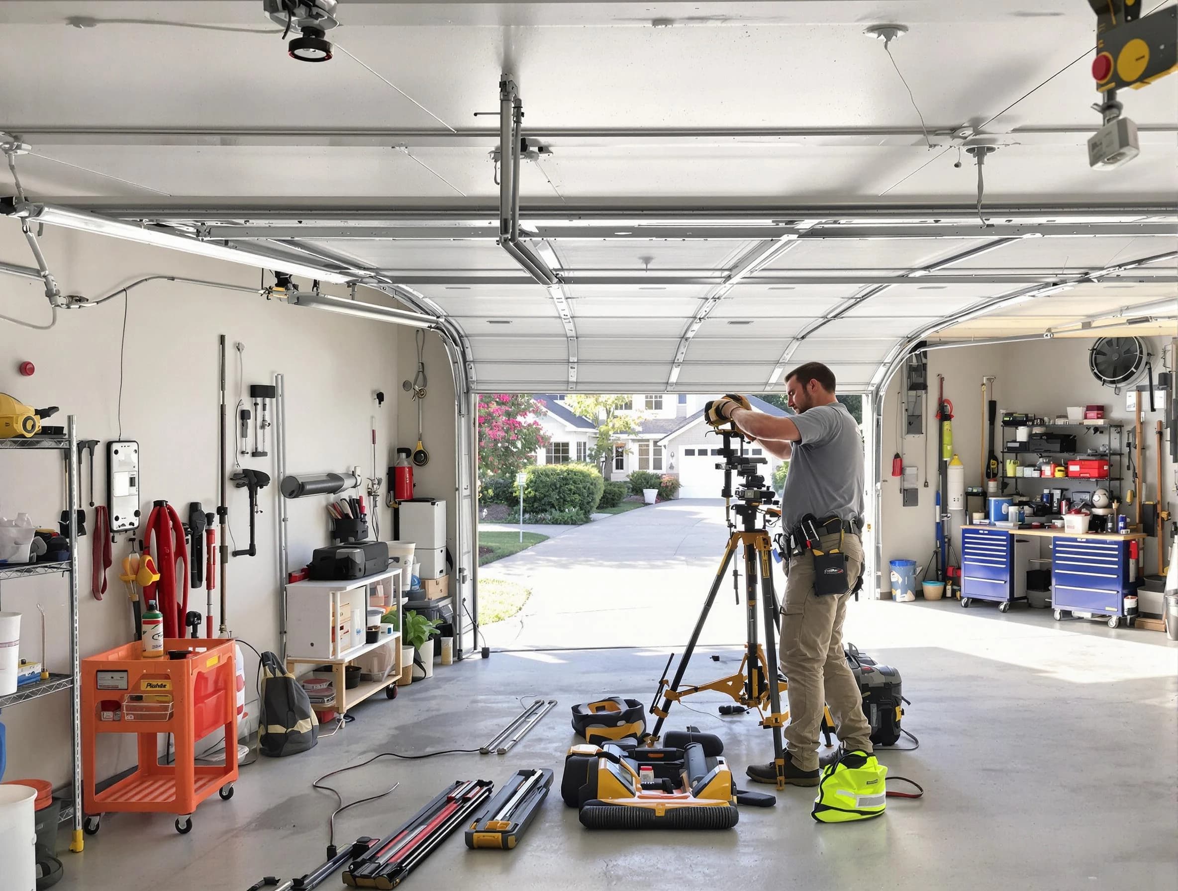 Provo Garage Door Repair specialist performing laser-guided track alignment in Provo