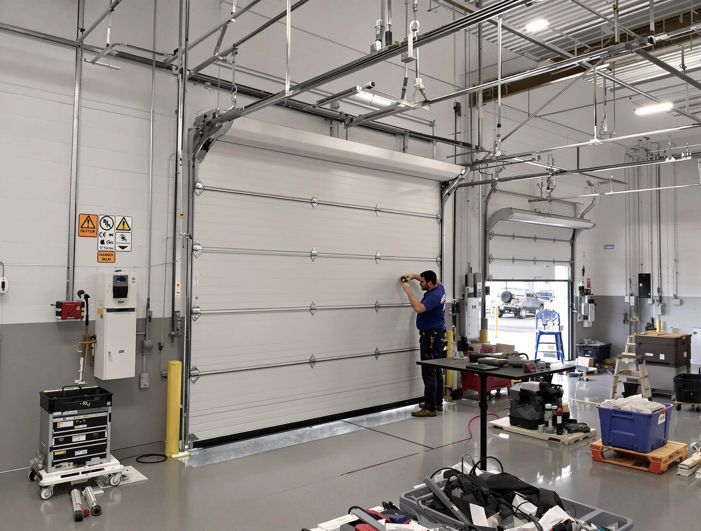 Commercial garage door repair being performed by Provo Garage Door Repair expert in Provo