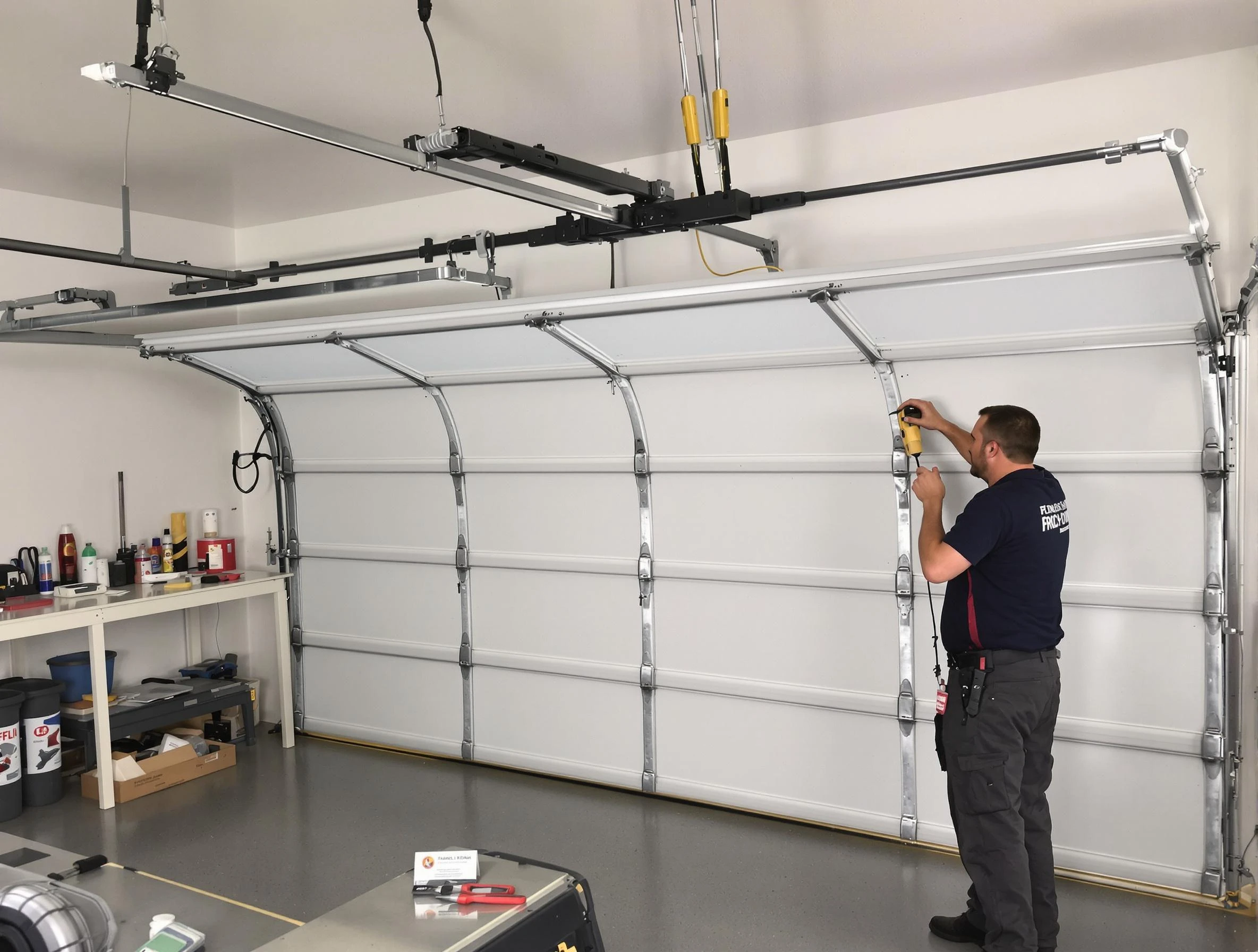 Provo Garage Door Repair certified technician performing overhead door system repair in Provo