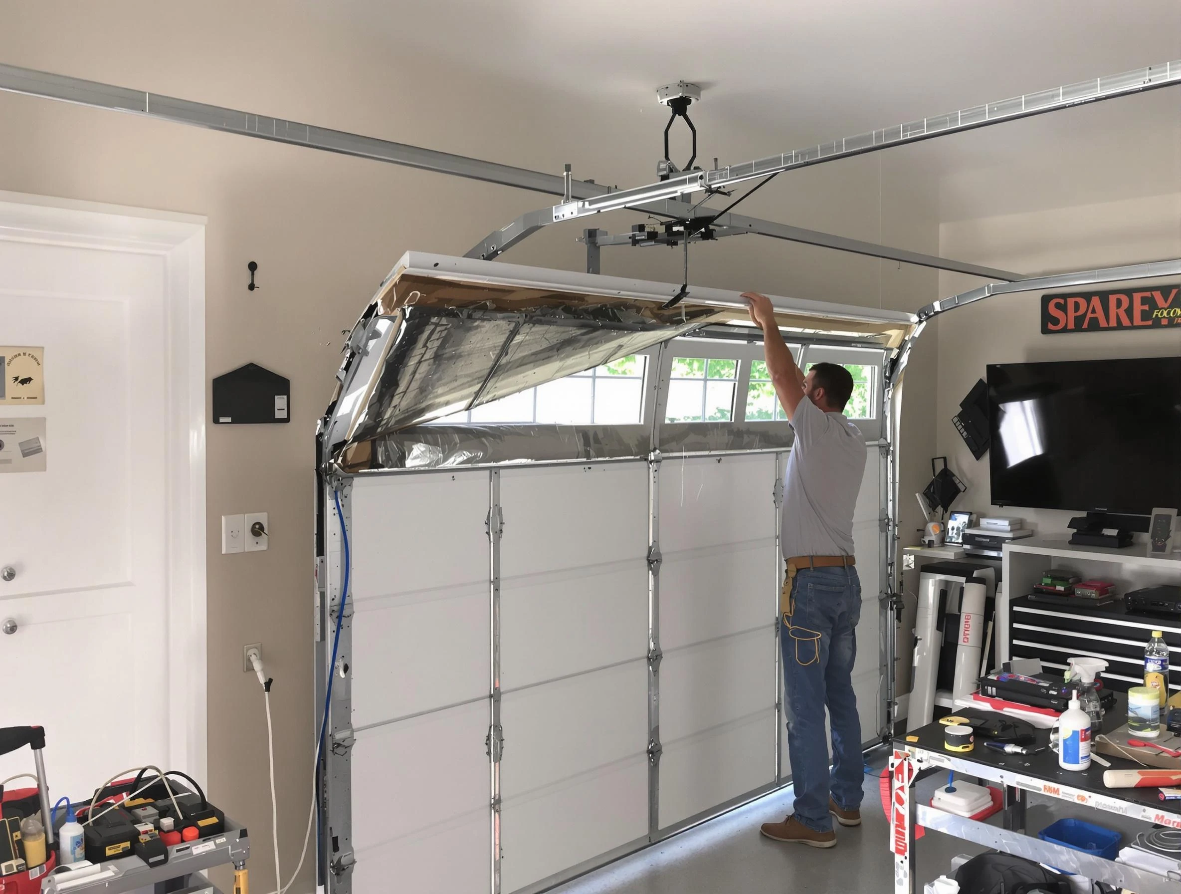 Garage door section replacement by Provo Garage Door Repair in Provo